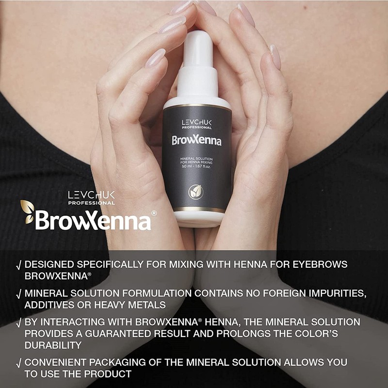 BrowXenna Mineral Solution 50 ml; para aplicación de Henna para