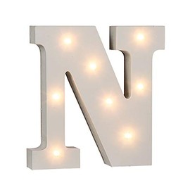 Out of the Blue 57/6087 - Holz Buchstabe "N" beleuchtet mit 8 LED Lichtern, batteriebetrieben, ca. 16 cm, Weiß, 16 x 3 x 16 cm
