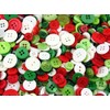 100 x Christmas Small Mixed Buttons - Green, Red, Whites