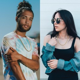 AMITER 18K Gold Painted Bead Necklace, 3mm/ 4mm/ 5mm/ 6mm/ 8mm Ball Beaded Chain Necklaces for Women & Men