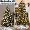 Realspring 36inch Silver Christmas Tree Skirt Disco Xmas Tree Mat