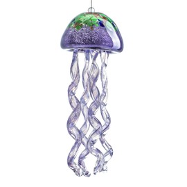 H&D HYALINE & DORA Purple Blown Glass Jellyfish Wind Chime Sea Glass Wind Chimes for Outside Jellyfish Wind Chimes Outdoor Sea Glass Decor for Patio Garden Balcony Porch(14in)