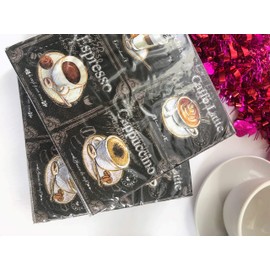 20-ct Coffee Napkins Black and White Napkins Decorative Paper Napkins for Decoupage Fall Paper Napkins Tea Party Napkins Valentine Napkins Disposable Birthday Napkins for Adults 6.5 x 6.5 x 1 inch