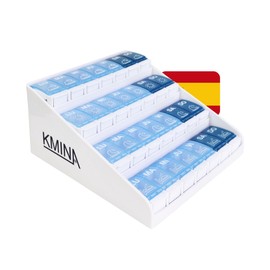 KMINA - Tablettenbox 7 Tage 4 Fächer, Groß, Spanisch, Morgens Mittags Abends Nachts, Medikamentenbox - Made in Europe