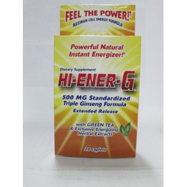 Windmill Health Products Hi-Ener-G Triple Ginseng Supplement Caplets, 500 mg, 20-Count Packages (Pack of 3)