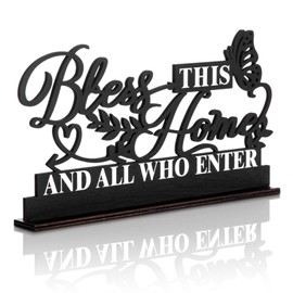 Jetec Inspirational Table Art with God All Things Are Possible Positive Sign Home Table Decoration, Motivational Centerpieces Letter Sign Wooden for Faith Motivational Decor (Bless This Home and All Who Enter)