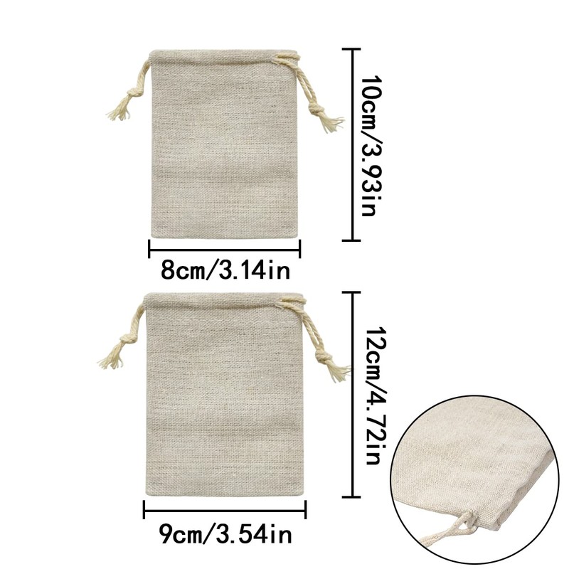 HAIKING Cotton Linen Drawstring Bag, 20 Pcs Reusable Cotton Muslin