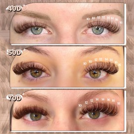 Yawamica Brown Lash Clusters Fluffier Eyelash Extension 10-16mm Individual Lashes D Curly Eyelash Clusters 40D+50D+70D Volume 300pcs Cluster Lashes Pestañas Pelo a Pelo DIY Lash Extension at Home