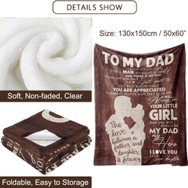 Christmas Blanket, Gifts Blanket for Dad from Daughter Best Gift for Fathers Day Birthday Christmas Valentines Day Bday Present Idea for Father Husband Men Throw Blanket (Brown)