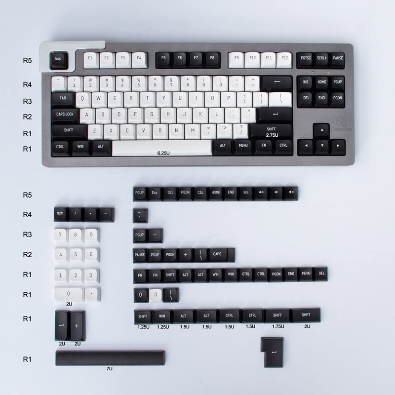 Black and White Key Cap Set 150 Keys MSA Profile