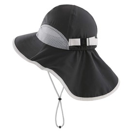 Magracy Kids Outdoor Wide Brim Sun Hat Summer Bucket Hats with Neck Flap Sun Protection Hats Carbon Black
