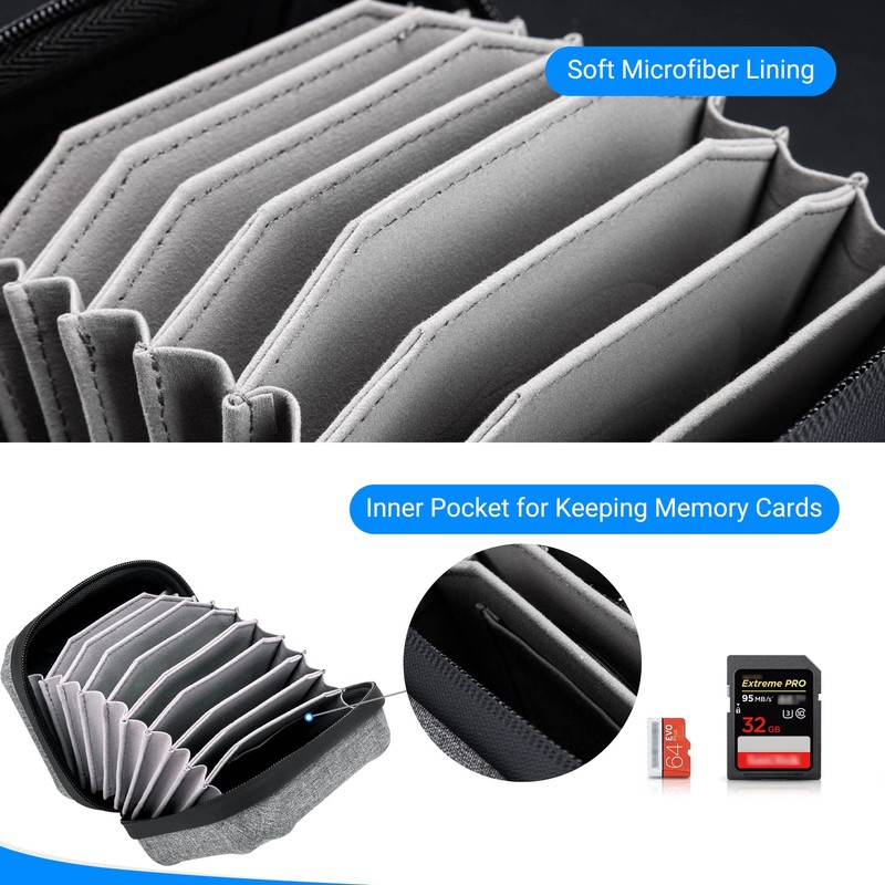 JJC Water Resistant Camera Lens Filter Bag for 10 Round