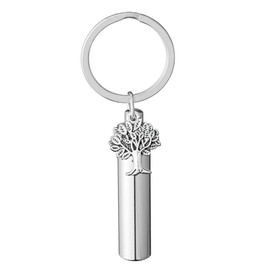 BOPREINA Cremation Jewelry Urn Keychain for Ashes Stainless Steel Tree Life Keepsake Urn Key Chain Cylinder Memorial Cremation Keyring Jewelry for Human Pet Ashes Big