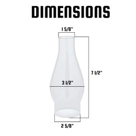 Ohlectric OL-44470 Glass Lamp Chimney - Chimney Transparent Glass Shade - Hand Blown Replacement For Vintage Oil Lamps - Prevent The Flame - Curvy Lamp Chimneys - 2 ⅝ inch Fitter, Pack Of 2