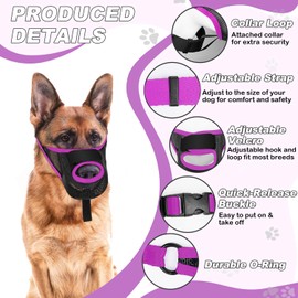 Dog Muzzle with Front Opening Design Allows Panting Drinking (Purple-S)