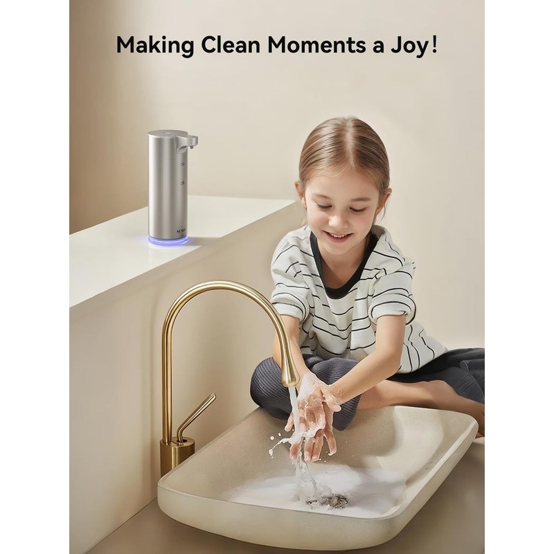 SUNLY Automatic Foam Soap Dispenser, 0.2s Fast Sensor, USB-C Rechargeable,