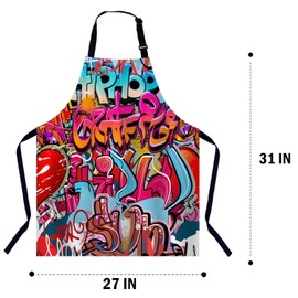 BGBDEIA Graffiti Wall Urban Hip Hop Apron Adjustable Neck Bib Apron for Men Women,Suitable for Kitchen Cooking Waitress Chef Apron