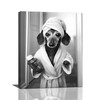 Crekviy Funny Dachshund Bathroom Decor Wall Art Black and White