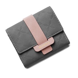 MUIIKOLA Women's RFID Blocking Purse Vegan Leather Small Women's Purse with 5 Card Slots and 1 ID Window, Darkgrey-S, rfid wallet