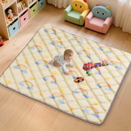 Deeteck Baby Play Mats for Floor - 65x50 In Thicken Soft Padding Foam Playmats for Toddlers Playpen - Non-Slip Baby Activity Mat for Tummy Time & Crawling - Foldable Play Mat Machine Washable, Rainbow