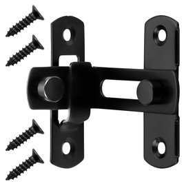 90 Degree Flip Sliding Barn Door Lock, GLADFRESIT Stainless Steel Large Latch Buckle, Security Privacy Door Stopper Hook Eye Lock for Bathroom Garage Garden Window (Black)