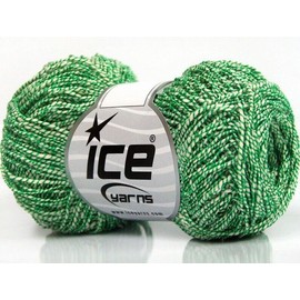 Ice Yarns Green White Urban Cotton Luxe #62695 Ice Yarns Fine Hint of Sparkle 50gr 191y
