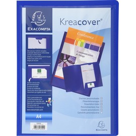 Exacompta - Ref 43502E - Kreacover Personalisable Presentation Folder - Suitable for A4 Documents, Business Card Slot, Pre-Cut Tabs for Holding Documents - Blue