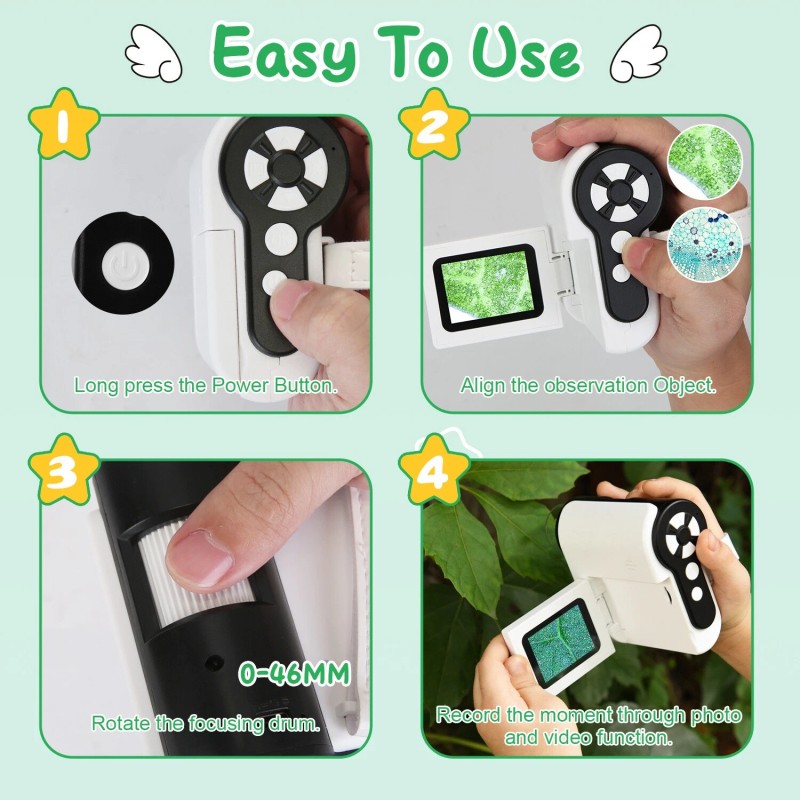 iMounTEK 4K Super Clear Kids Microscope Rechargeable Mini Digital Microscope