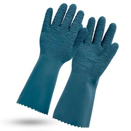 ROSTAING PROTECTMAX-IT08 Garden Gloves, Roses, Small Brushes, 100% Waterproof, Long Latex, Thick, Size 8, Green Blue, 8