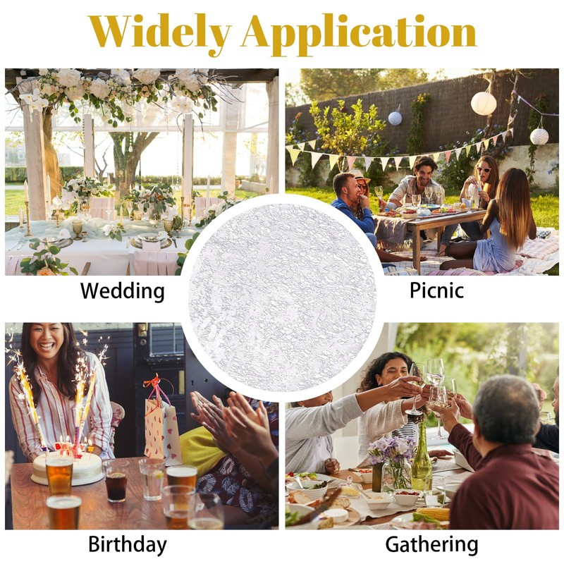 URROMA 50 Pcs Silver Disposable Dining Mat Silver Foil Mesh