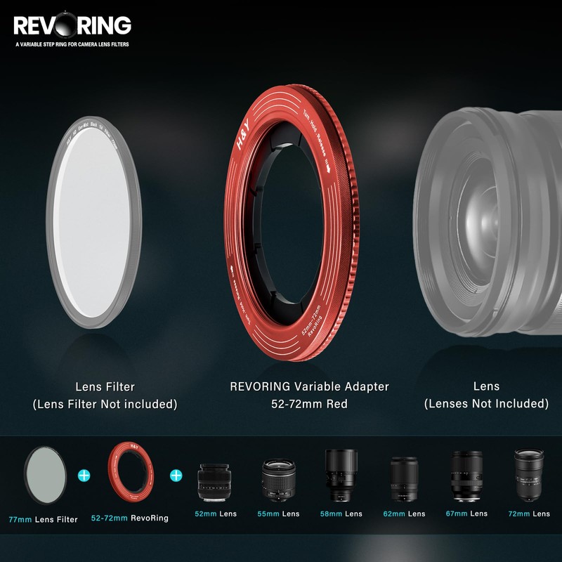 H&Y Step Up Rings for Filters Adapter Variable Step Up