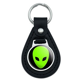 Graphics and More Alien Head Roswell Black Leather Keychain