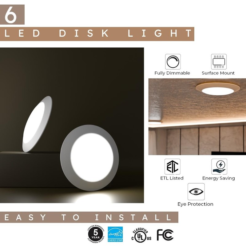 Lunabode LED 7.5" Flush Mount Ceiling Light Fixtures | Round