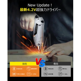 Electric Screwdriver, Small, Electric Drill, Screwdriver, Forward and Reverse Switch, 2 Variations (4.2 V, 1,500 mAh, 48 Parts + Work Gloves Included), Electric 2.5-3N.m, Extension Rod, Drill Shaft, Type-C Charging, 60 Minutes of Continuous Use, Cordless