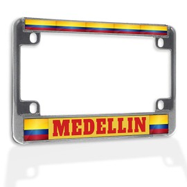 Fastasticdeals Metal Insert Bike License Plate Frame Medellin Colombia B Weatherproof Motorcycle Accessories Chrome 4 Holes Solid Insert