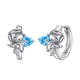 VONALA Unicorn/Sloth/Cat/Pig/Cow/Frog/Rabbit/Koala Hoop Earrings, 925 Sterling Silver Animal Jewellery with Pink Cubic Zirconia for Women, Girls, Children, Cubic Zirconia, Cubic Zirconia