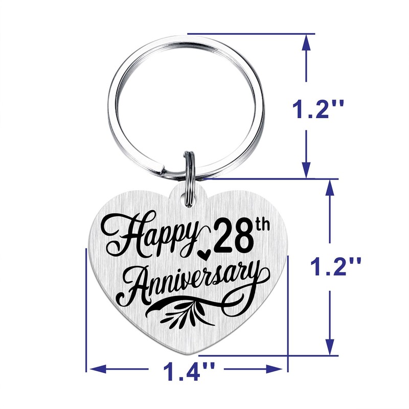 Tangvo 28th Anniversary Keychain - Happy 28 Years Wedding Anniversary