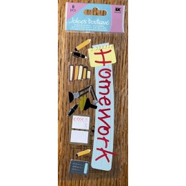 Jolee's Boutique RARE Jolees Homework Title Books Pencils Calculator Lamp Pen Scrapbook Sticker