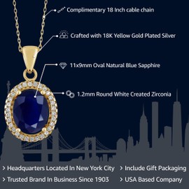 Gem Stone King 5.40 Cttw Pendiente de Plata 925 Chapada En Oro Amarillo Zafiro Azul Natural