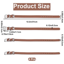 GORGECRAFT 4PCS Cowhide Stirrup Straps with Metal Buckle Adjustable Length 12 Inch Leather Bike Basket Front Handlebar Storage Straps ID Card Hanging Accessory for Adult Dog Pet Saddle Brown