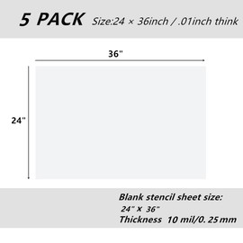BANLTRE 5 Pack 24" x 36" 10mil/0.25mm Thick Clear Blank Stencil Sheet for Cutting,Craft Plastic Sheets (24" x 36" / 10mil)
