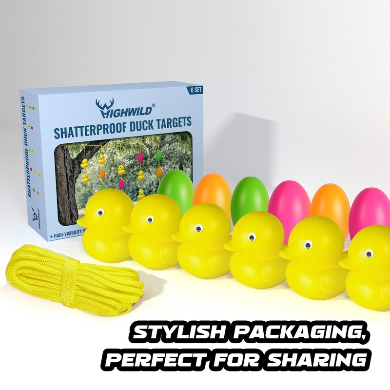 Highwild Shatterproof Shooting Targets with Hanging Rope, 6 Ducks +