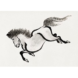 Album of Horse Sketches by Katsushika Hokusai and His Disciples (19th century) by Katsushika Hokusai Portrait – 8 in x 10 in Design – Paper 8.5 in x 11 in – Unmatted