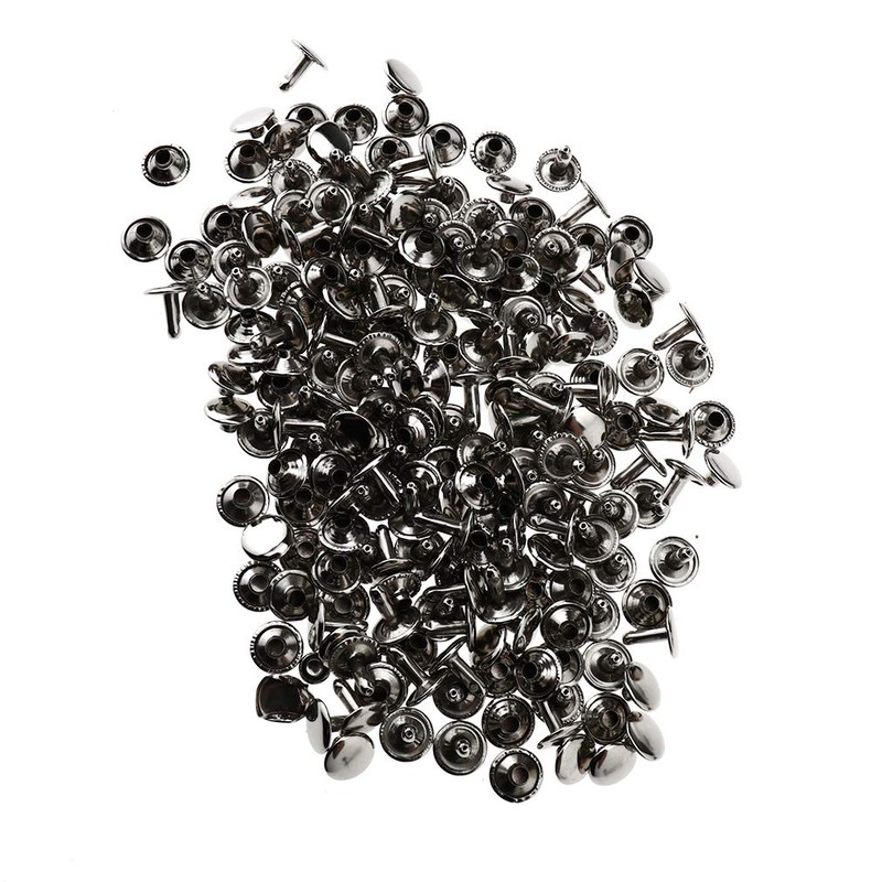 SING F LTD 100x Silver 10x10mm Double Cap Tubular Rivets