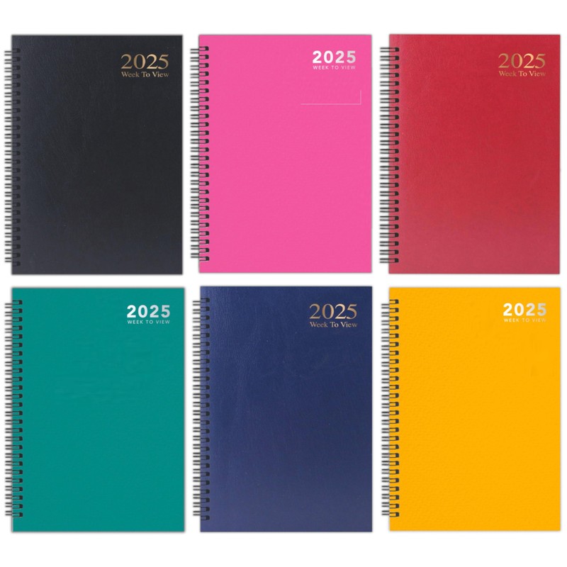 2025 Diary A5 Week to View Wiro Hardback Full Year