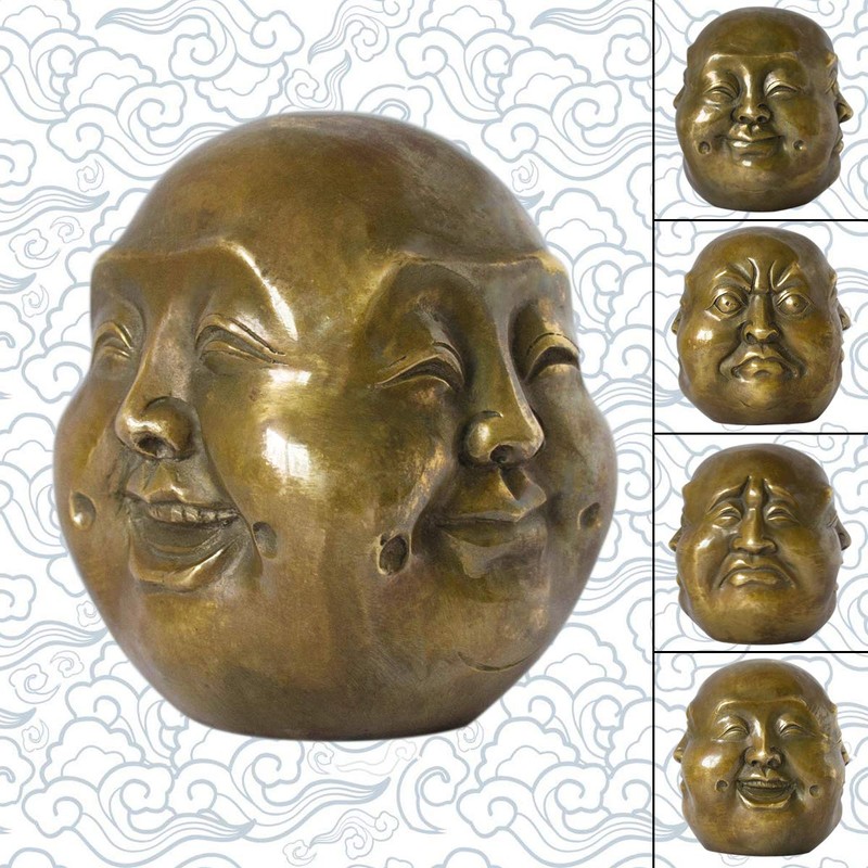 Addune Buddha Head Statue Four Faces Pleasure Anger Sorrow Joy