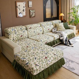 VOGOL Farmhouse Sofa Cover for Sectional, 3 Cushion Couch, 25" x 53"