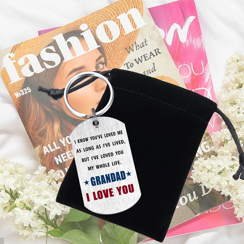 EE&YU Grandad Fathers Day Keyring - Best Hero Grandad Birthday