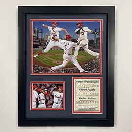 Legends Never Die, Inc. St. Louis Cardinals | The Big 3 | Molina - Wainwright - Pujols | 12"x15" Framed Photo Collage
