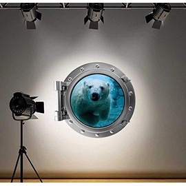 60 Second Makeover Limited Full Colour Polar Bear Porthole Ocean Wall Sticker Decal Kids Bedroom Decoration